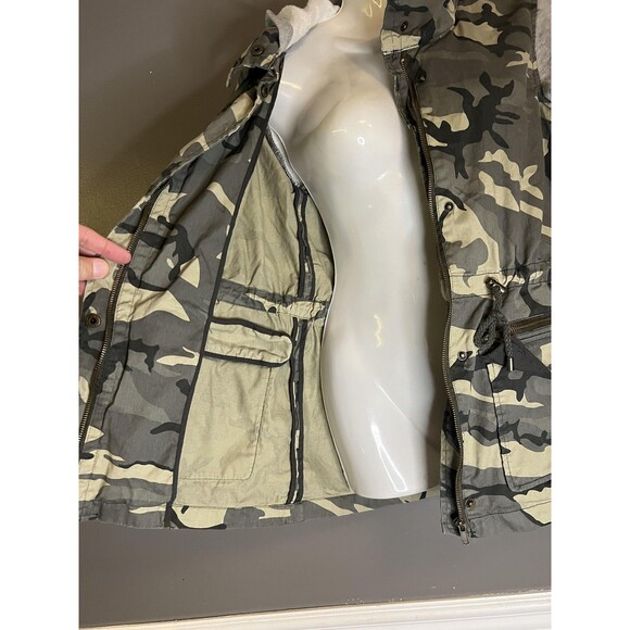 Forever 21 Jacket Womens Small Camo Anorak Parka Gray Hoodie Utility Drawstring - Picture 7 of 9